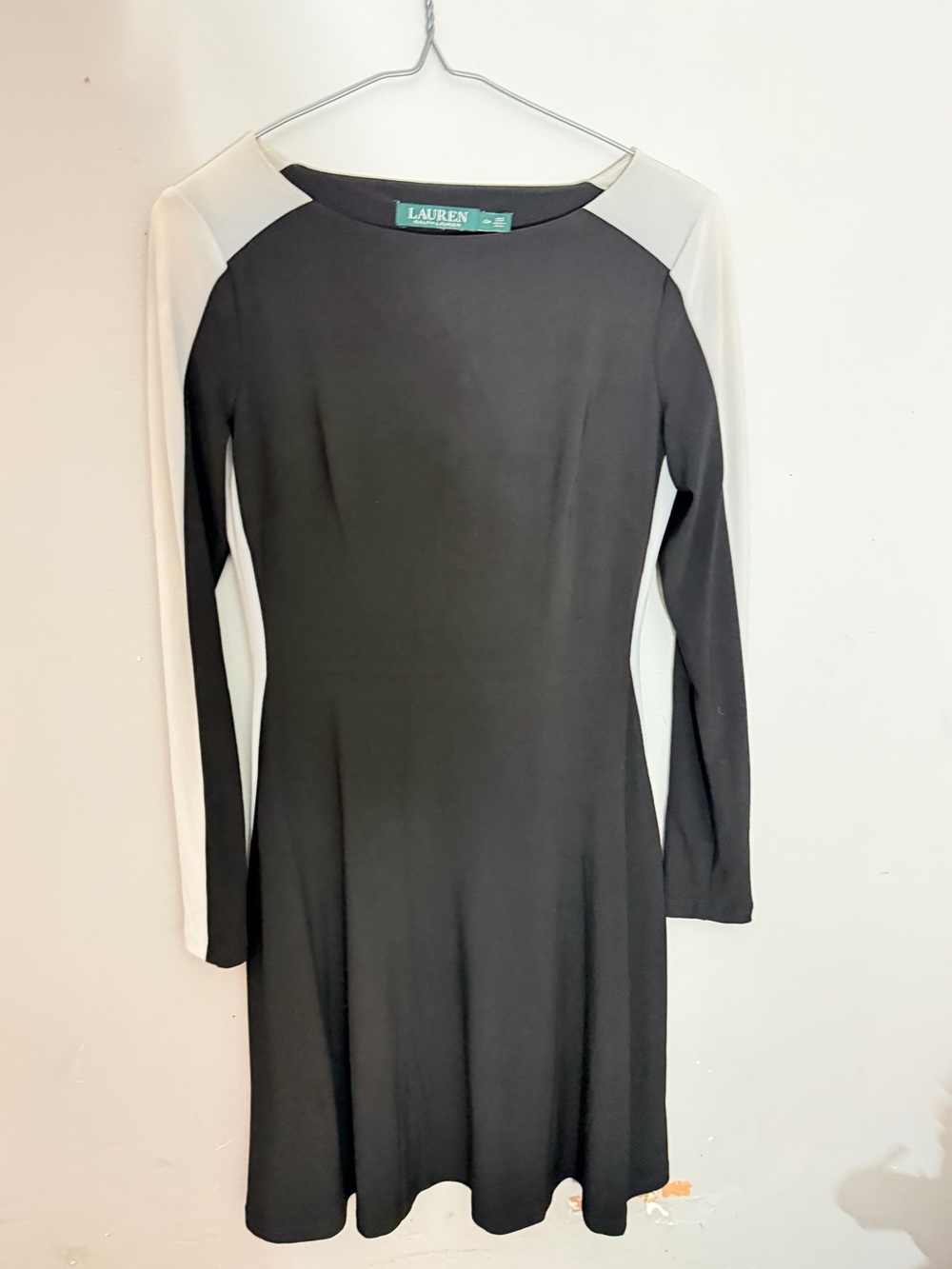 Lauren Ralph Lauren A Line black and white dress long sleeve